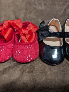 Set of 2 Baby Girl 0-3 Months Shoes - Dress Shoes, Mary Janes, Flats